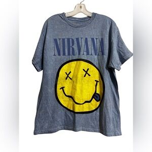 Nirvana Graphic T-Shirt in Blue and Yellow L